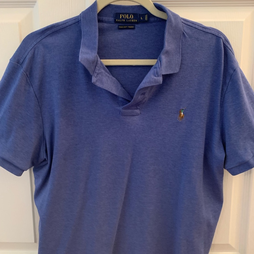 Ralph Lauren Pima Touch Cotton Polo Blue Large Multi Color Pony Logo